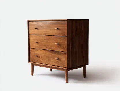 Commode bois 80x45x95 cm - marron - 3 tiroirs - style scandinave-Habitatete