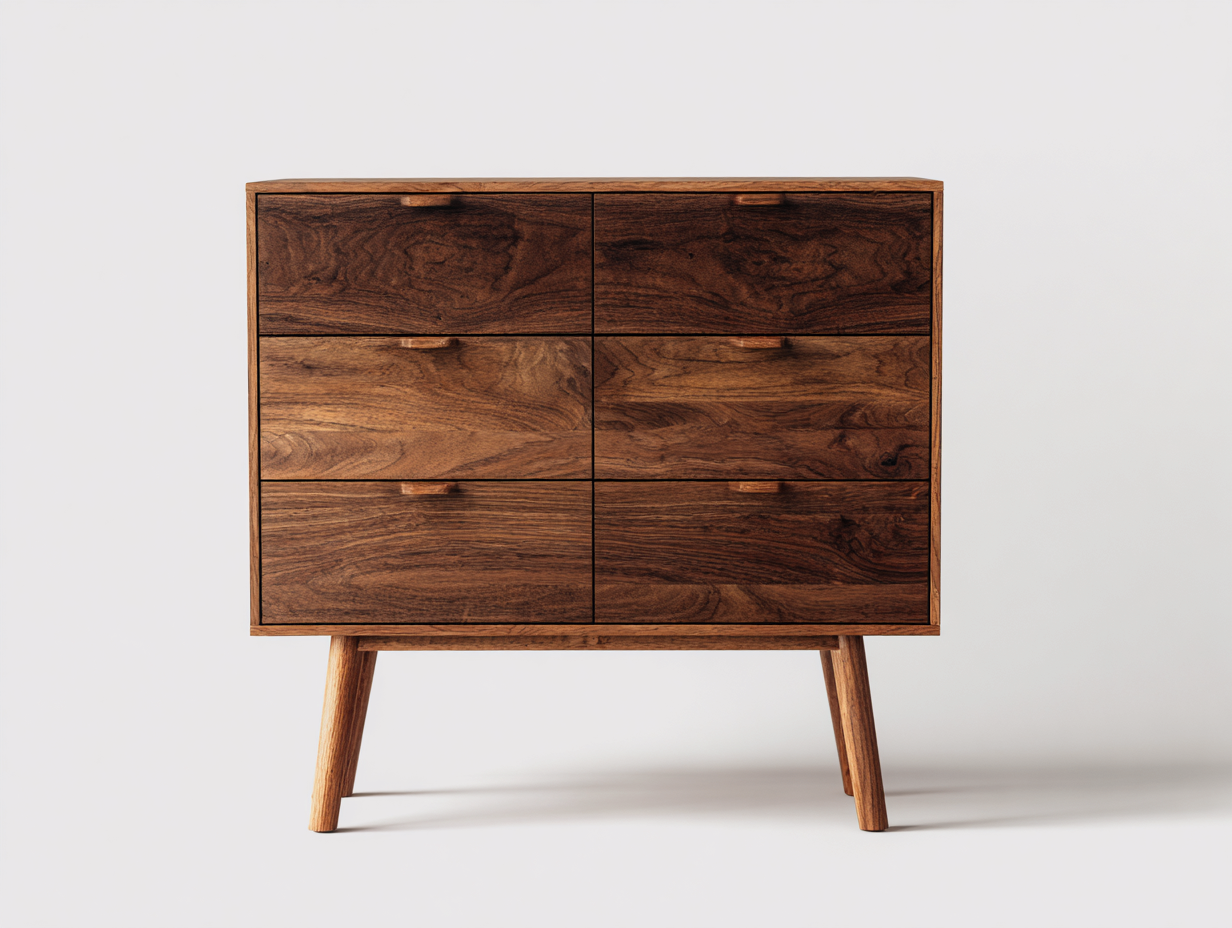 Commode 6 tiroirs bois 85x40x95 cm - marron - style scandinave-Habitatete