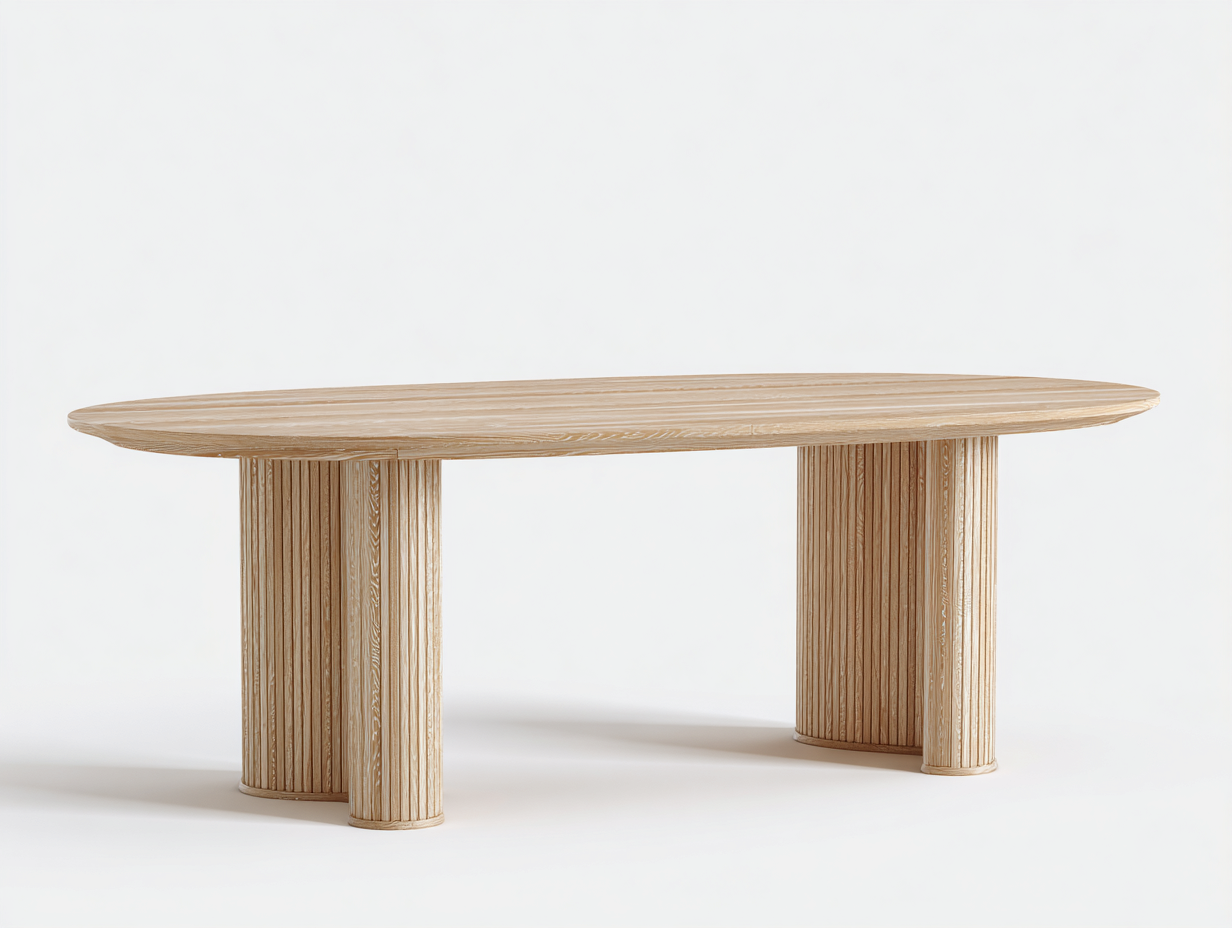 Table à manger bois 180x95x75 cm - bois clair - style contemporain-Habitatete