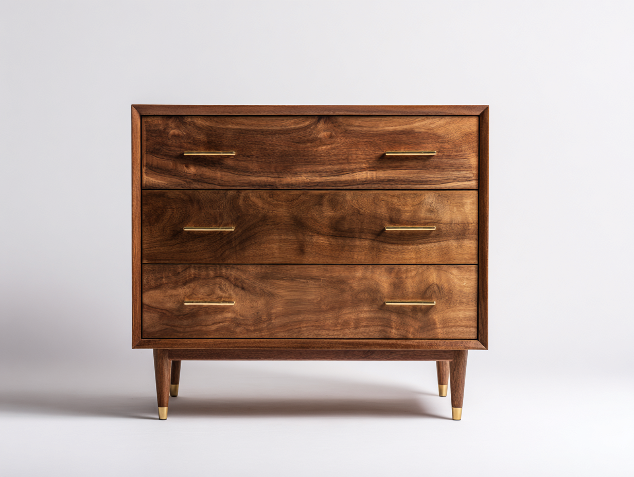 Commode bois 90x47x100 cm - marron - 3 tiroirs - style scandinave-Habitatete