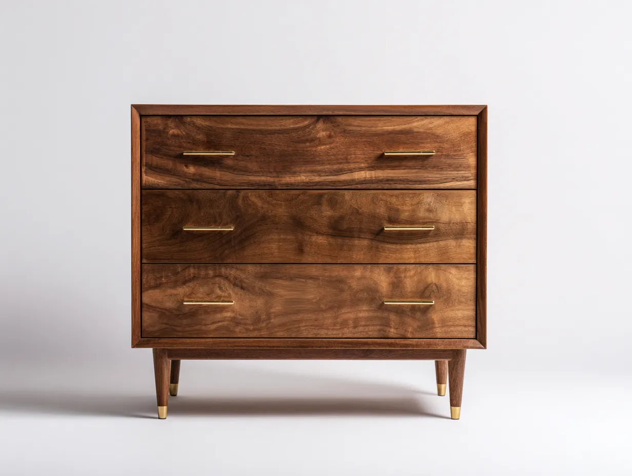 Commode bois 90x47x100 cm - marron - 3 tiroirs - style scandinave-Habitatete