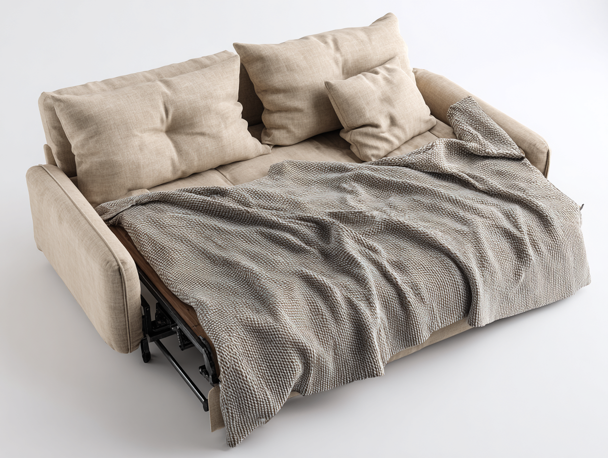 Canapé convertible tissu 160x95x85 cm - beige - style moderne-Habitatete