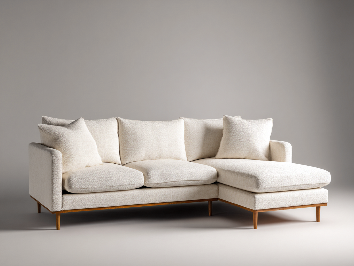 Canapé d'angle tissu 260x160x85 cm - beige - design moderne-Habitatete