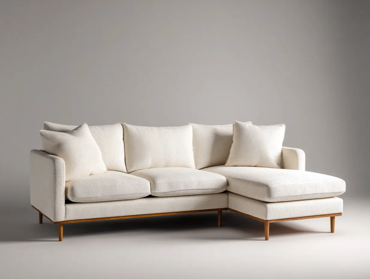 Canapé d'angle tissu 260x160x85 cm - beige - design moderne-Habitatete