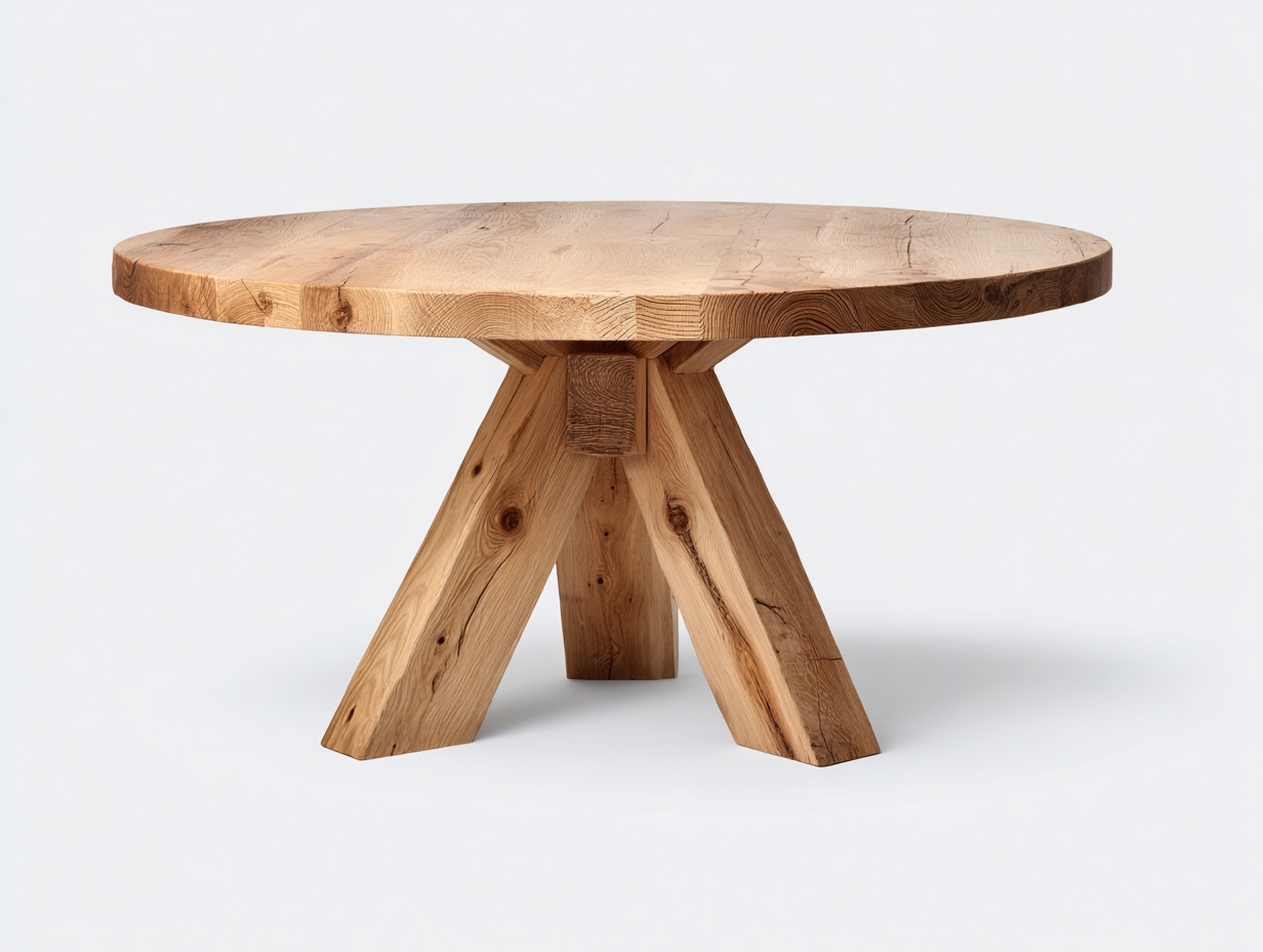 Table à manger en bois 120x120x75 cm - chêne naturel - style rustique-Habitatete