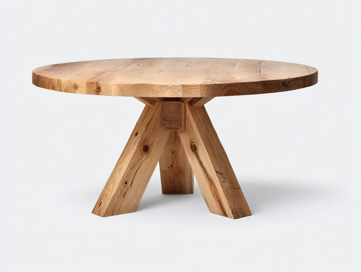 Table à manger en bois 120x120x75 cm - chêne naturel - style rustique-Habitatete