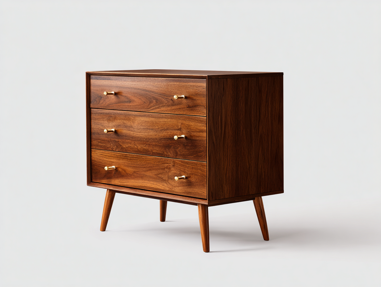 Commode 3 tiroirs bois 75x40x85 cm - marron - style scandinave-Habitatete