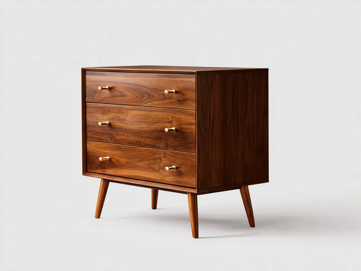 Commode 3 tiroirs bois 75x40x85 cm - marron - style scandinave-Habitatete