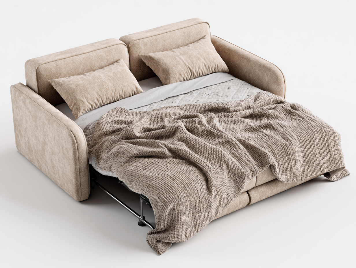 Canapé convertible tissu 175x100x85 cm - beige - style moderne-Habitatete