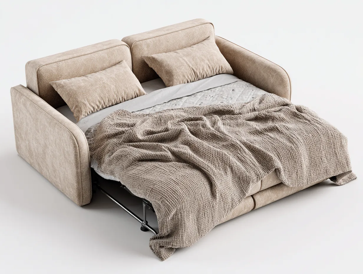 Canapé convertible tissu 175x100x85 cm - beige - style moderne-Habitatete