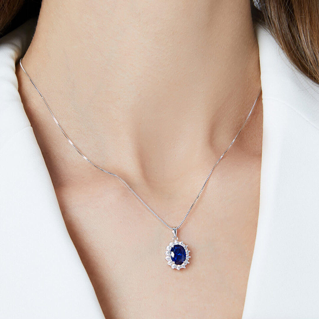 S925 Blue Gemstone Necklace-MARDAZA