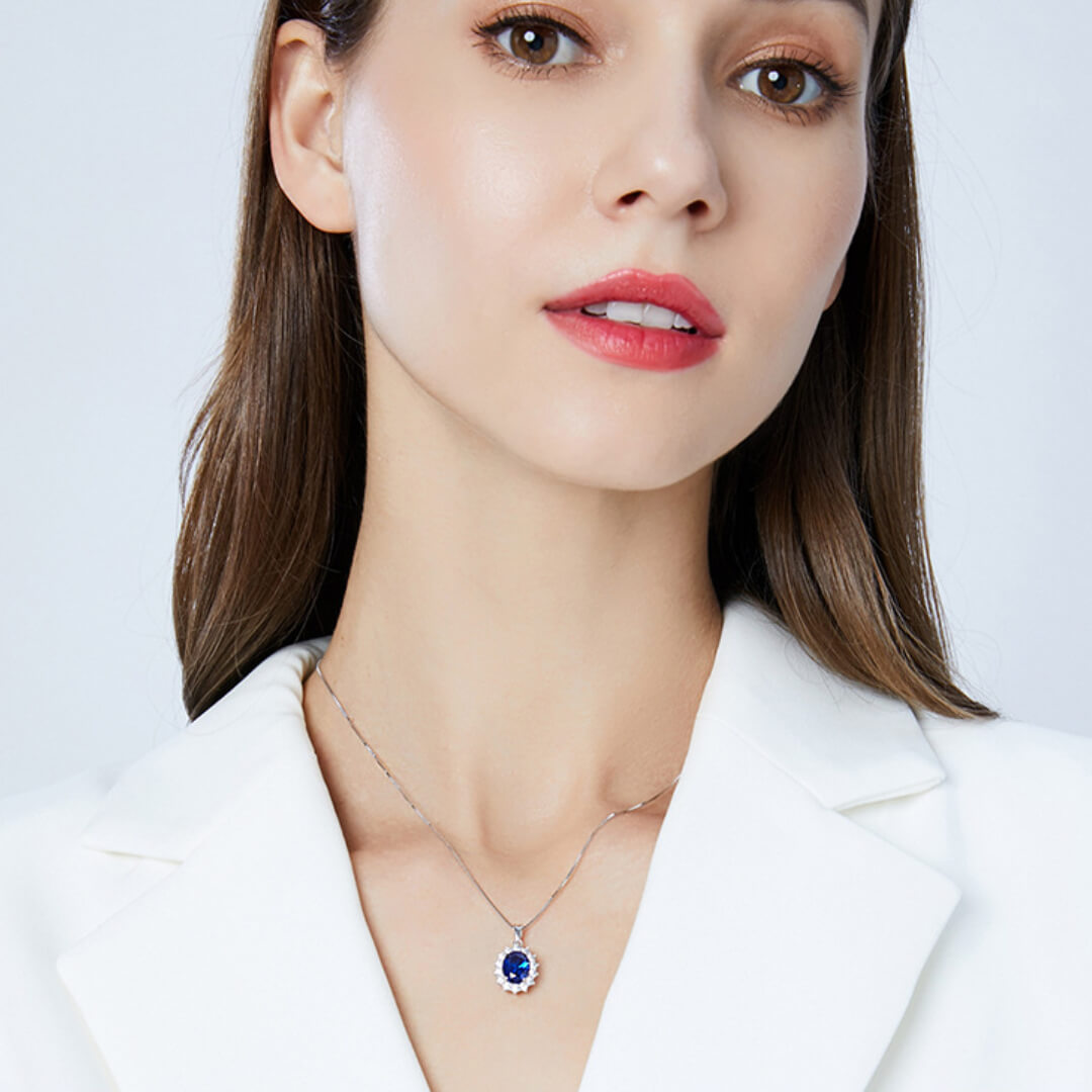 S925 Blue Gemstone Necklace-MARDAZA