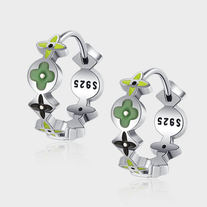 S925 Sterling Silver Four-Leaf Clover Earrings-MARDAZA