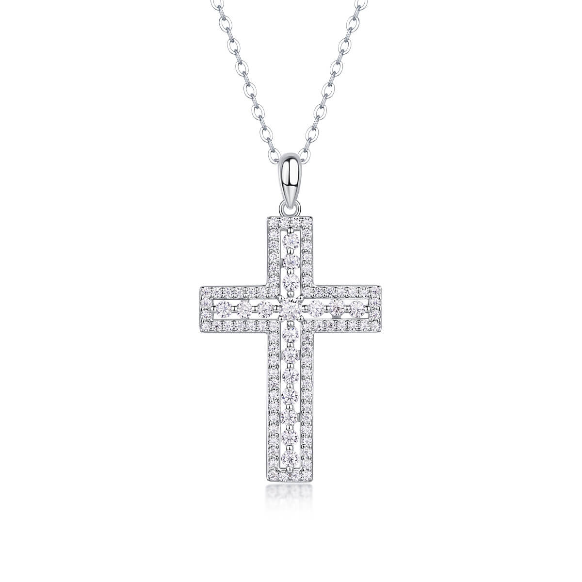  S925 Cross Shield Moissanite Necklace-MARDAZA