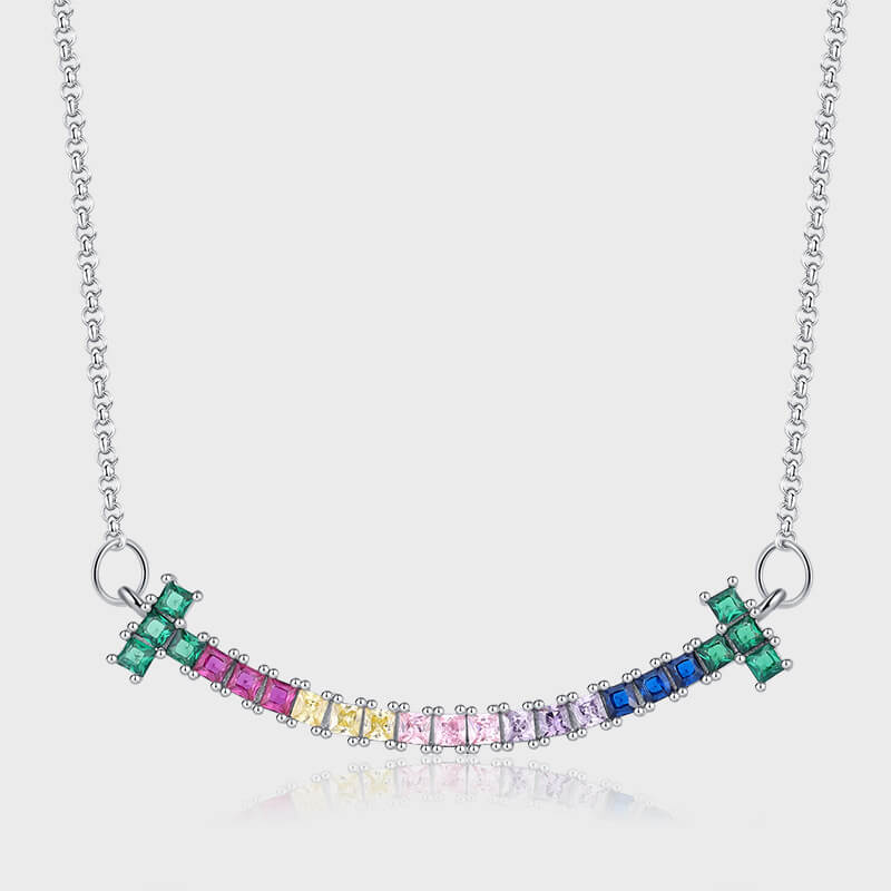 S925 Rainbow Smiling Necklace-MARDAZA