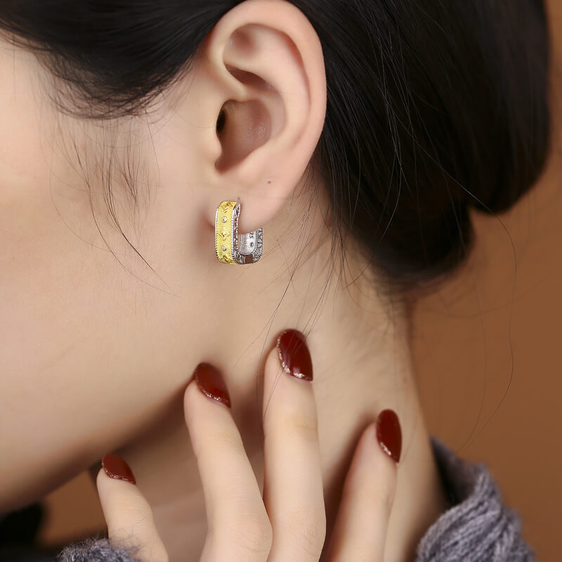 S925 fine brushed clover earrings-MARDAZA