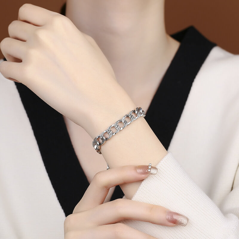 S925 Tang Grass Flower Relief Engraved Bracelet-MARDAZA