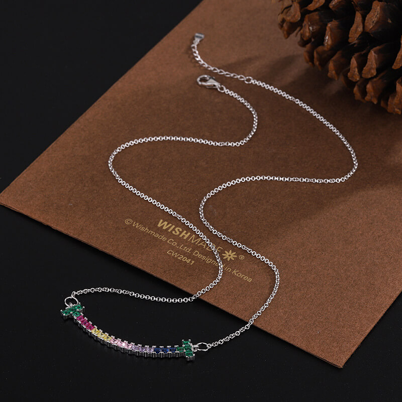 S925 Rainbow Smiling Necklace-MARDAZA