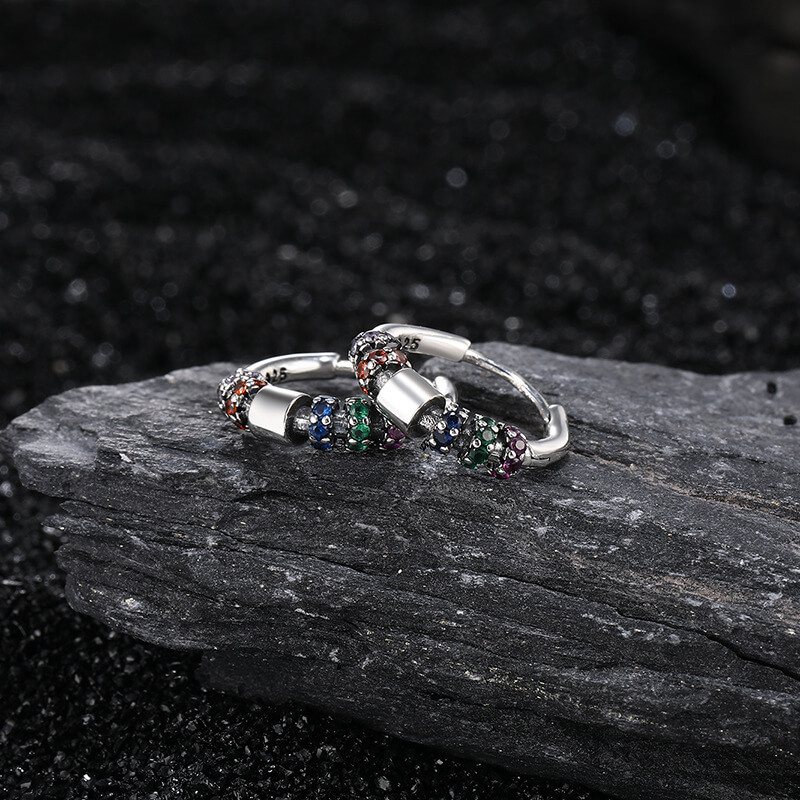 S925 Rainbow Circle Earrings-MARDAZA