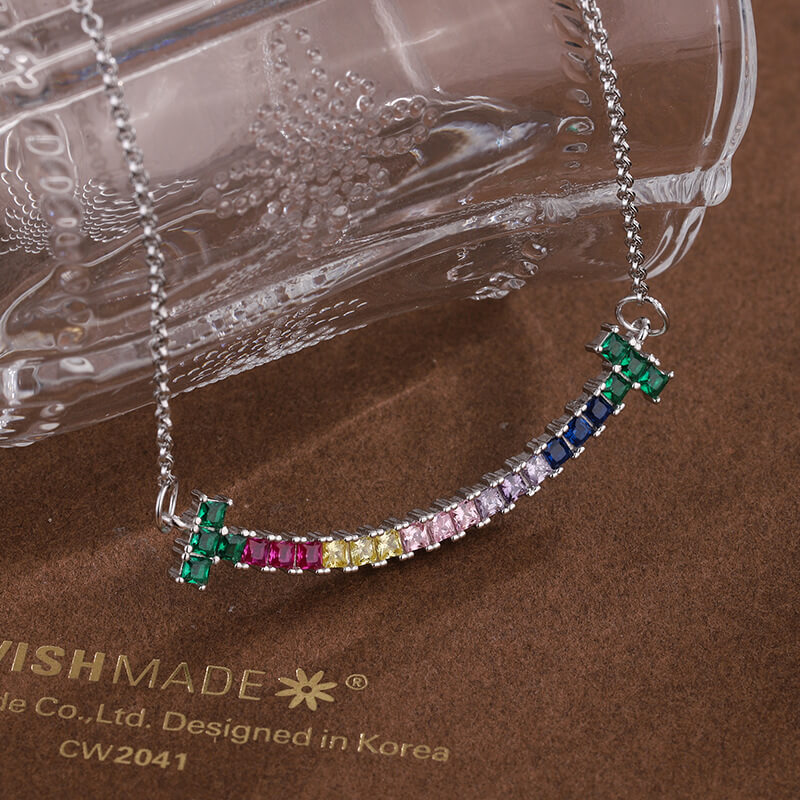 S925 Rainbow Smiling Necklace-MARDAZA