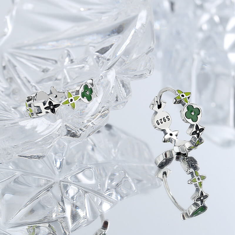 S925 Sterling Silver Four-Leaf Clover Earrings-MARDAZA