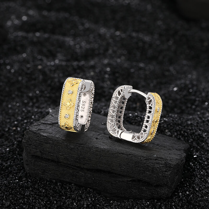 S925 fine brushed clover earrings-MARDAZA