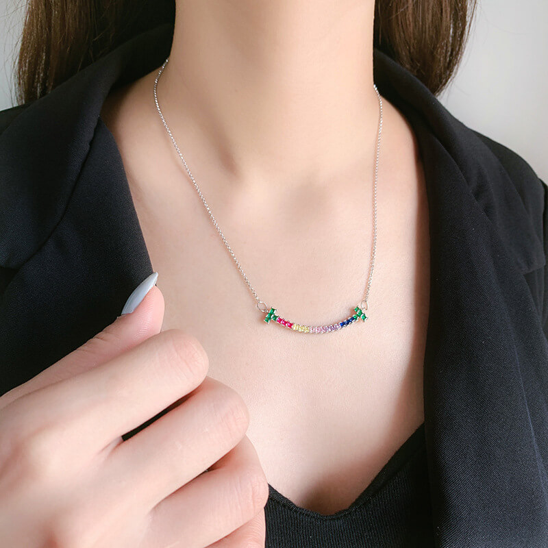 S925 Rainbow Smiling Necklace-MARDAZA