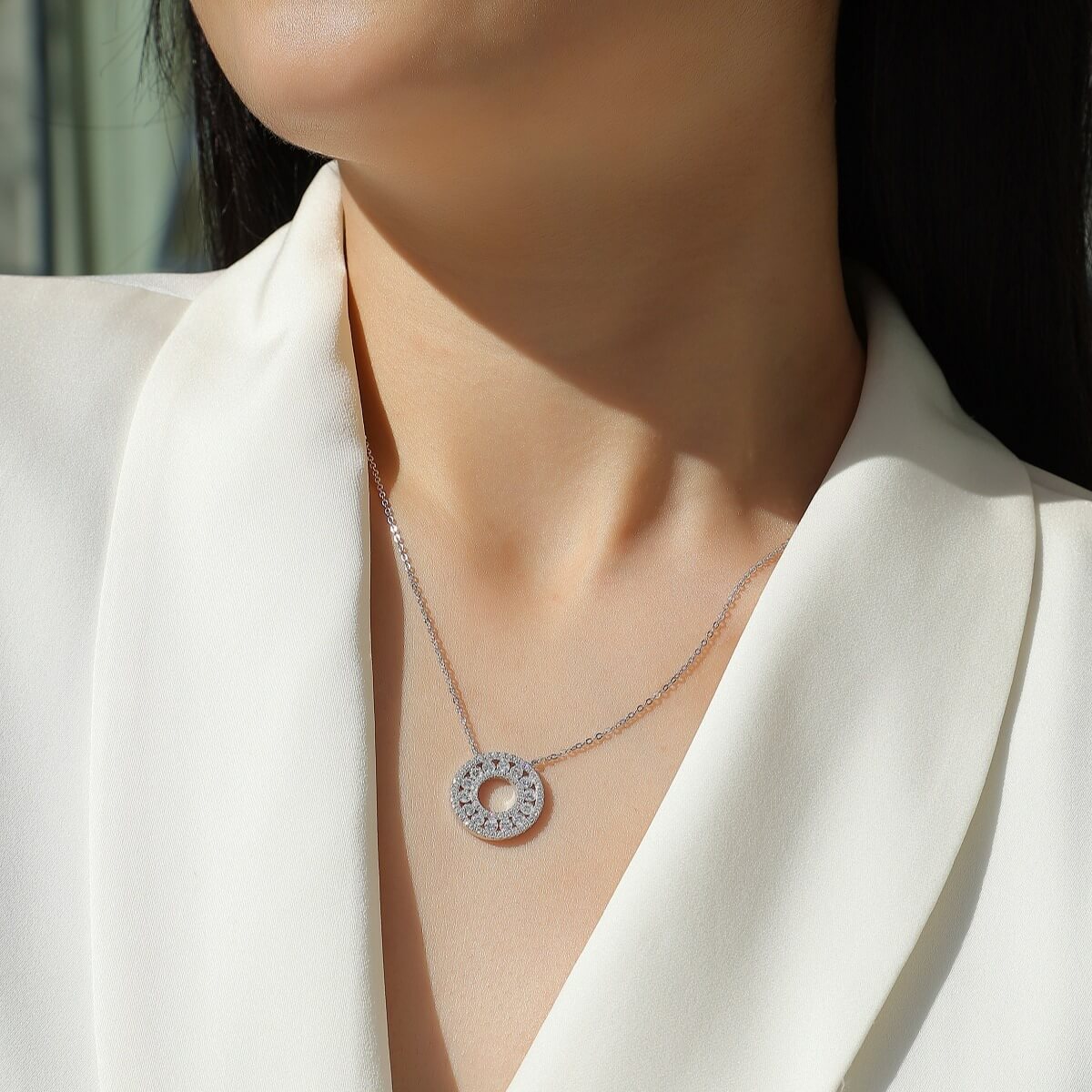 S925 Looped Moissanite Necklace-MARDAZA