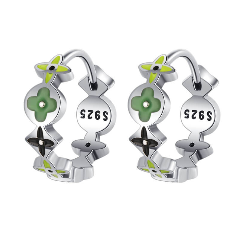 S925 Sterling Silver Four-Leaf Clover Earrings-MARDAZA