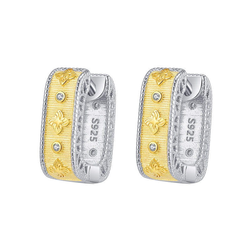 S925 fine brushed clover earrings-MARDAZA