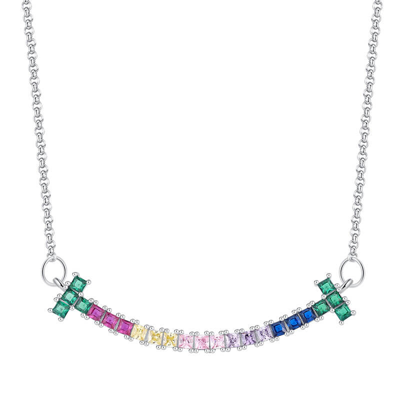 S925 Rainbow Smiling Necklace-MARDAZA