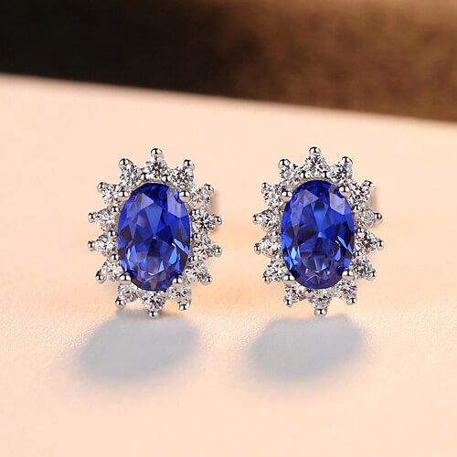 S925 Blue Gemstone Earrings-MARDAZA