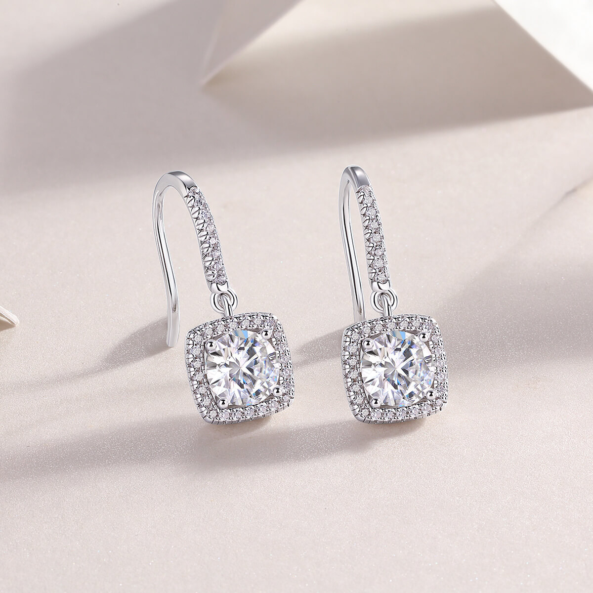 S925 Square Candy Moissanite Long Earrings-MARDAZA