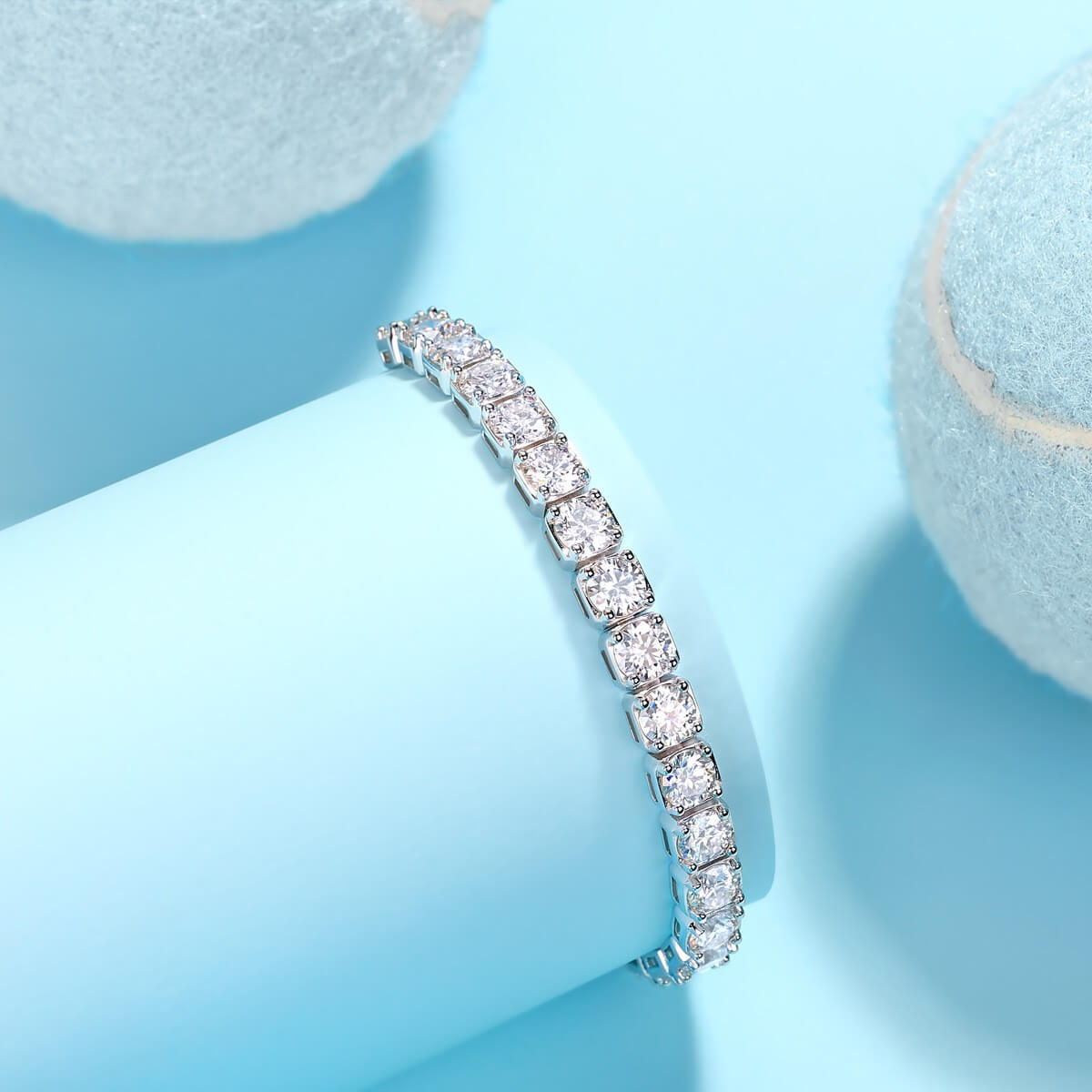 MARDAZA Classic Round Cut Sterling Silver Moissanite Tennis Bracelet