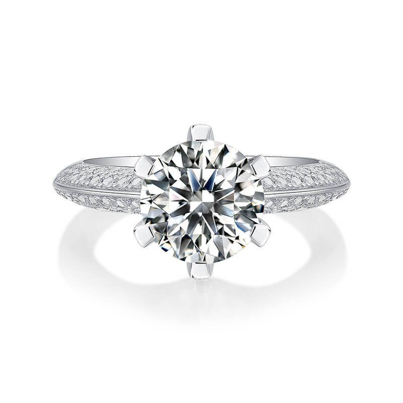 MARDAZA Royal Six-Prong Round Cut Sterling Silver Moissanite Ring