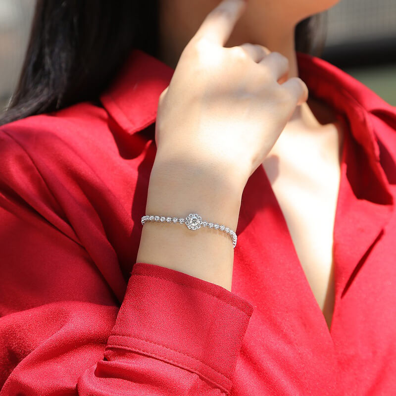 S925 Love’s Bridge Moissanite Chain Bracelet-MARDAZA