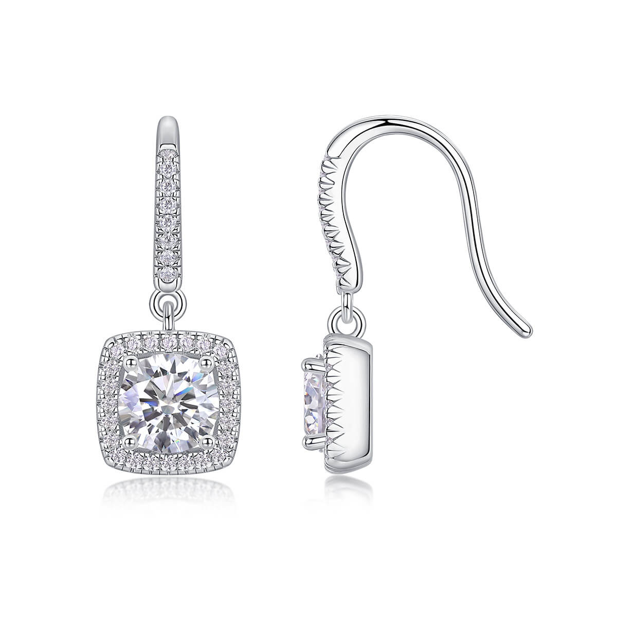 S925 Square Candy Moissanite Long Earrings-MARDAZA