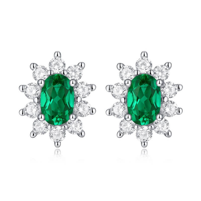 S925 Horizon Lab-Created Emerald Earrings-MARDAZA