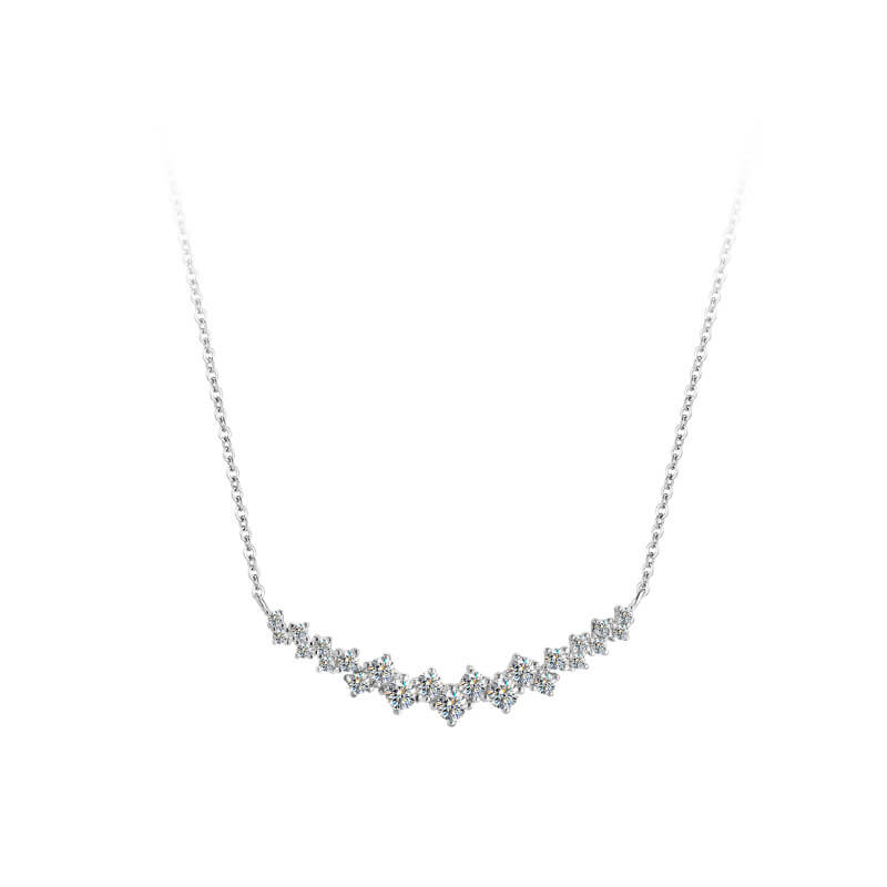 MARDAZA V-Shine Round Cut Sterling Silver Moissanite Necklace