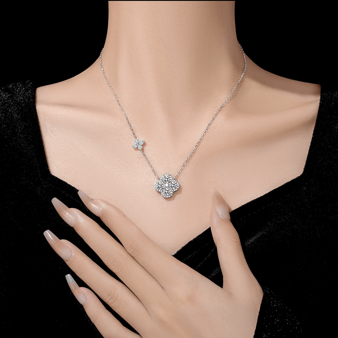 S925 Lucky Clover Moissanite Necklace-MARDAZA