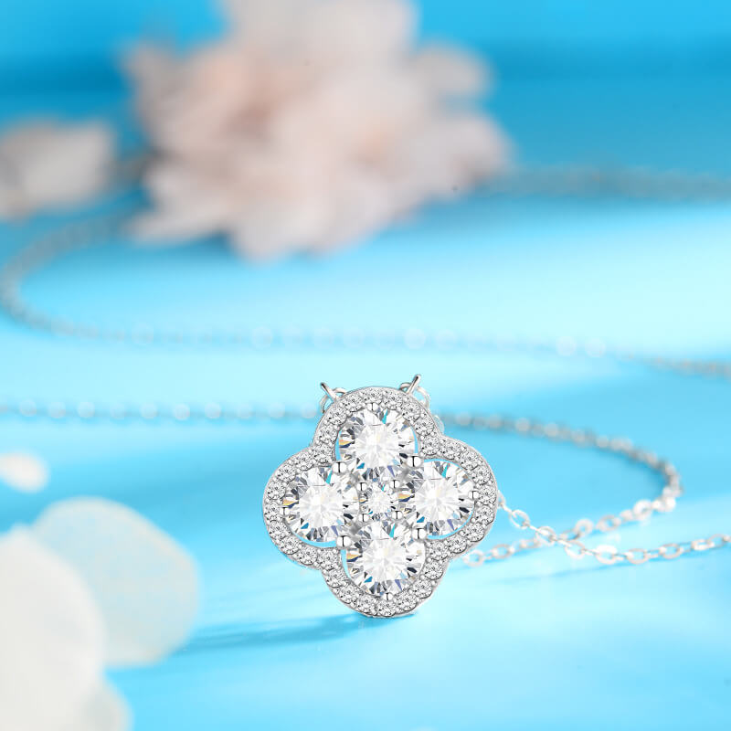 S925 Lucky Clover Moissanite Necklace-MARDAZA