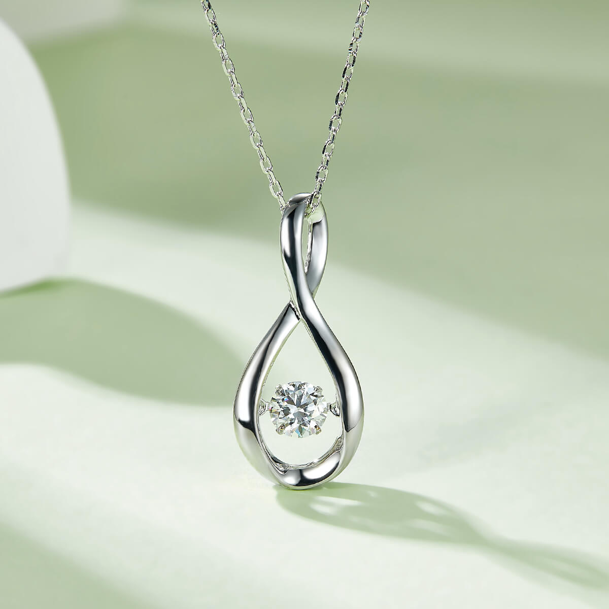 MARDAZA Dancing Infinity Round Cut Sterling Silver Moissanite Necklace