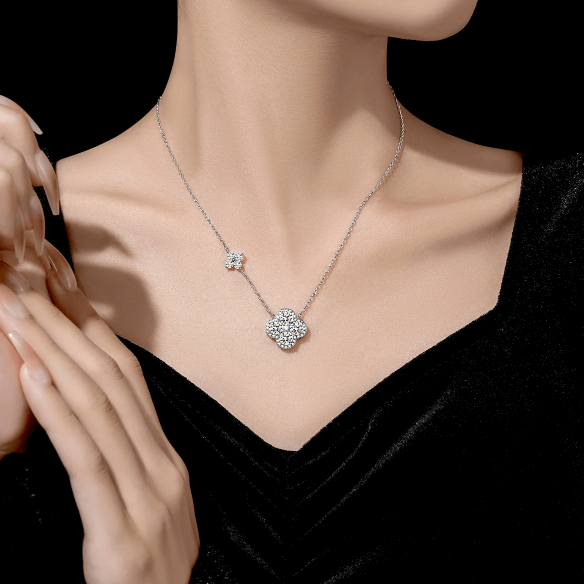 S925 Lucky Clover Moissanite Necklace-MARDAZA
