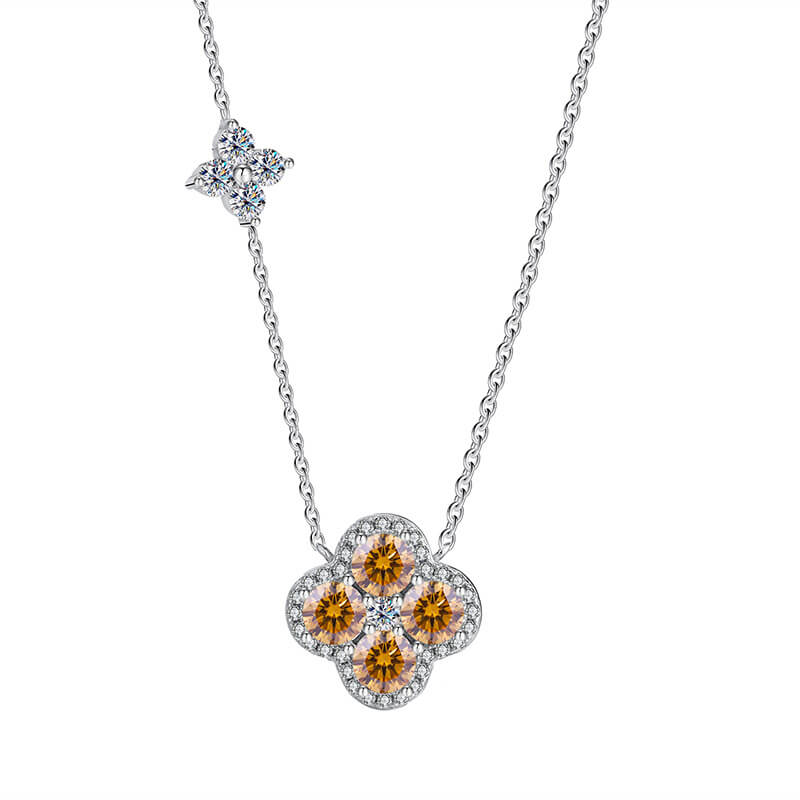 S925 Lucky Clover Moissanite Necklace-MARDAZA