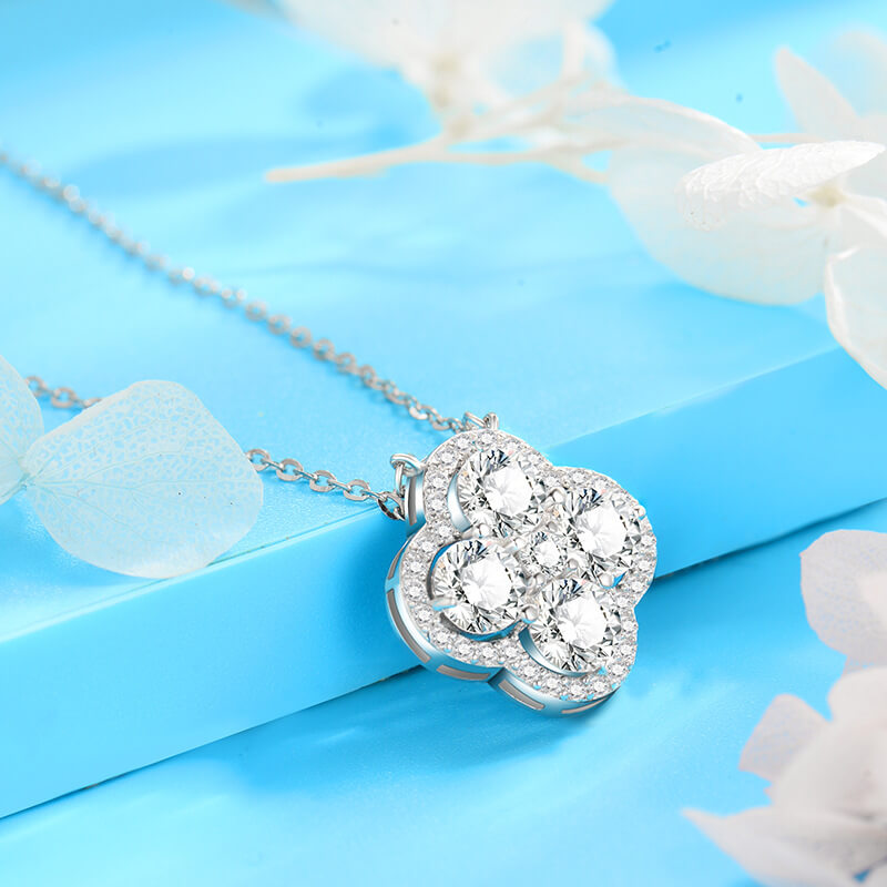 S925 Lucky Clover Moissanite Necklace-MARDAZA