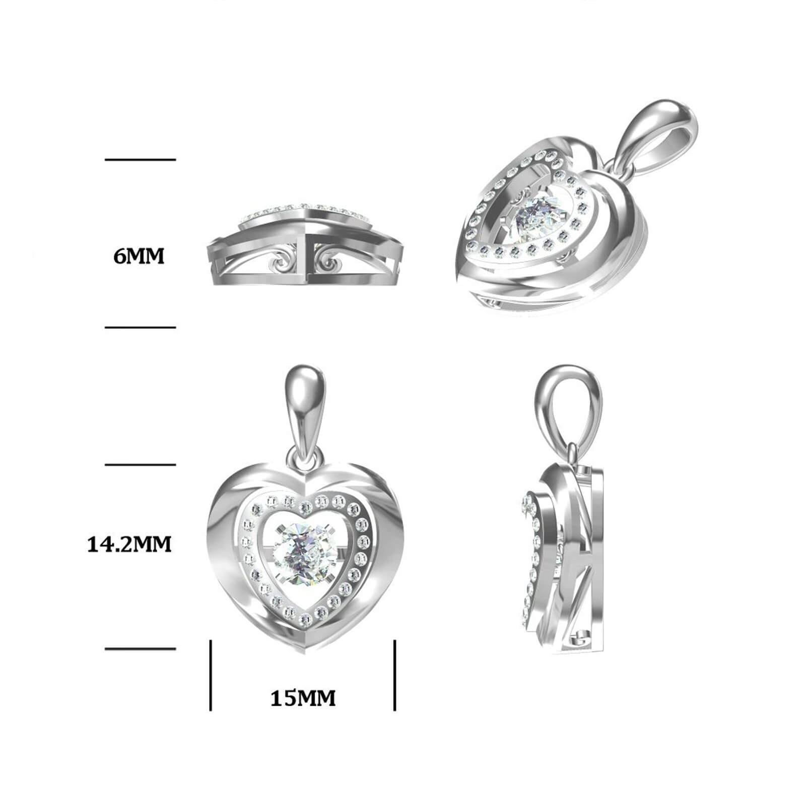 MARDAZA Dancing Double Heart Round Cut Sterling Silver Moissanite Necklace