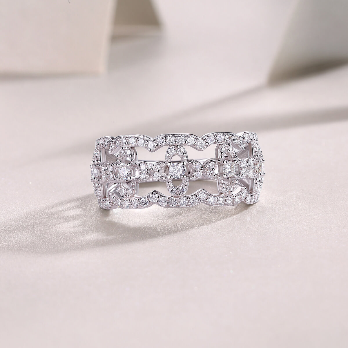 S925 Flower Moissanite Ring-MARDAZA