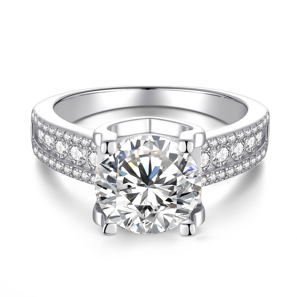 MARDAZA Royal Pavilion Round Cut Sterling Silver Moissanite Ring