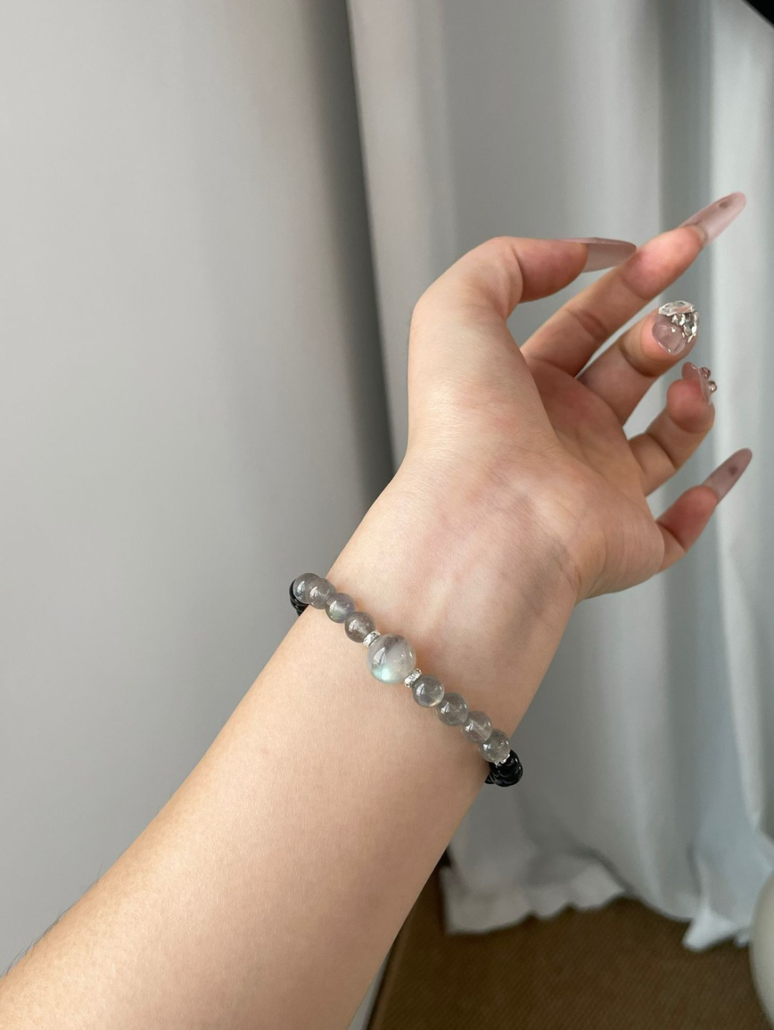 Single Moonstone bracelet highlighting its natural sheen
