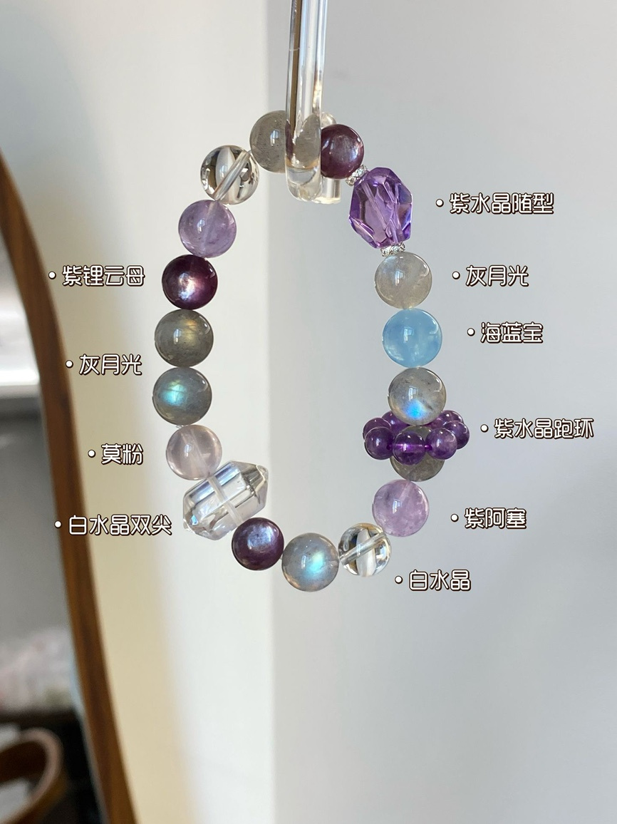 Model wearing crystal bracelet with soft lighting on hand